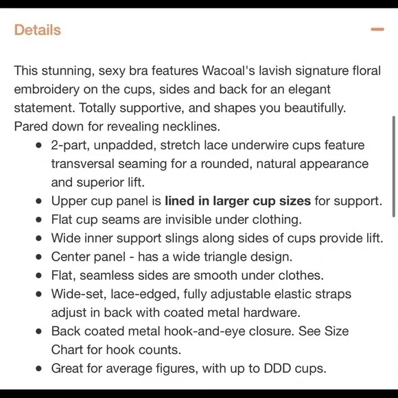 Wacoal Embrace Lace Underwire Bra 65191 Gray/Cream​​​​​​​​​ - Picture 14 of 15